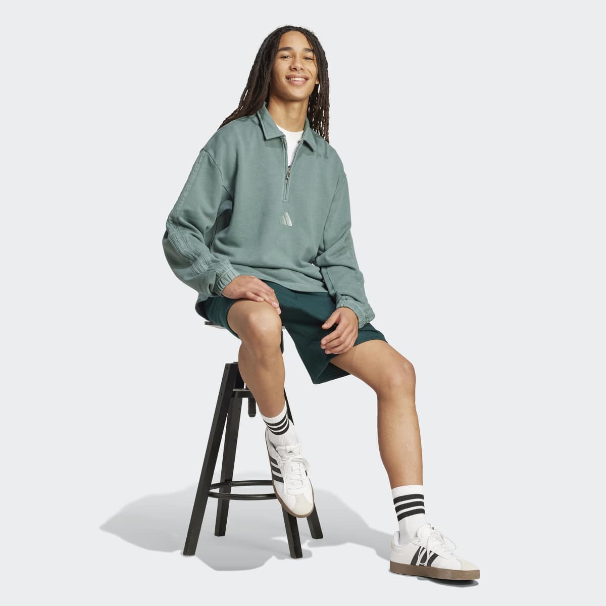 Sweatshirt de Homem All SZN French Terry Washed Half-Zip Verde-5