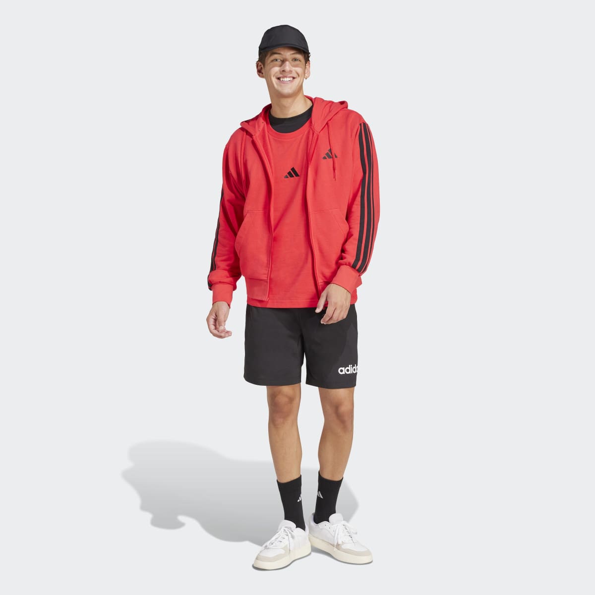 Sweatshirt de Homem Essentials French Terry 3 Faixas Vermelho-6