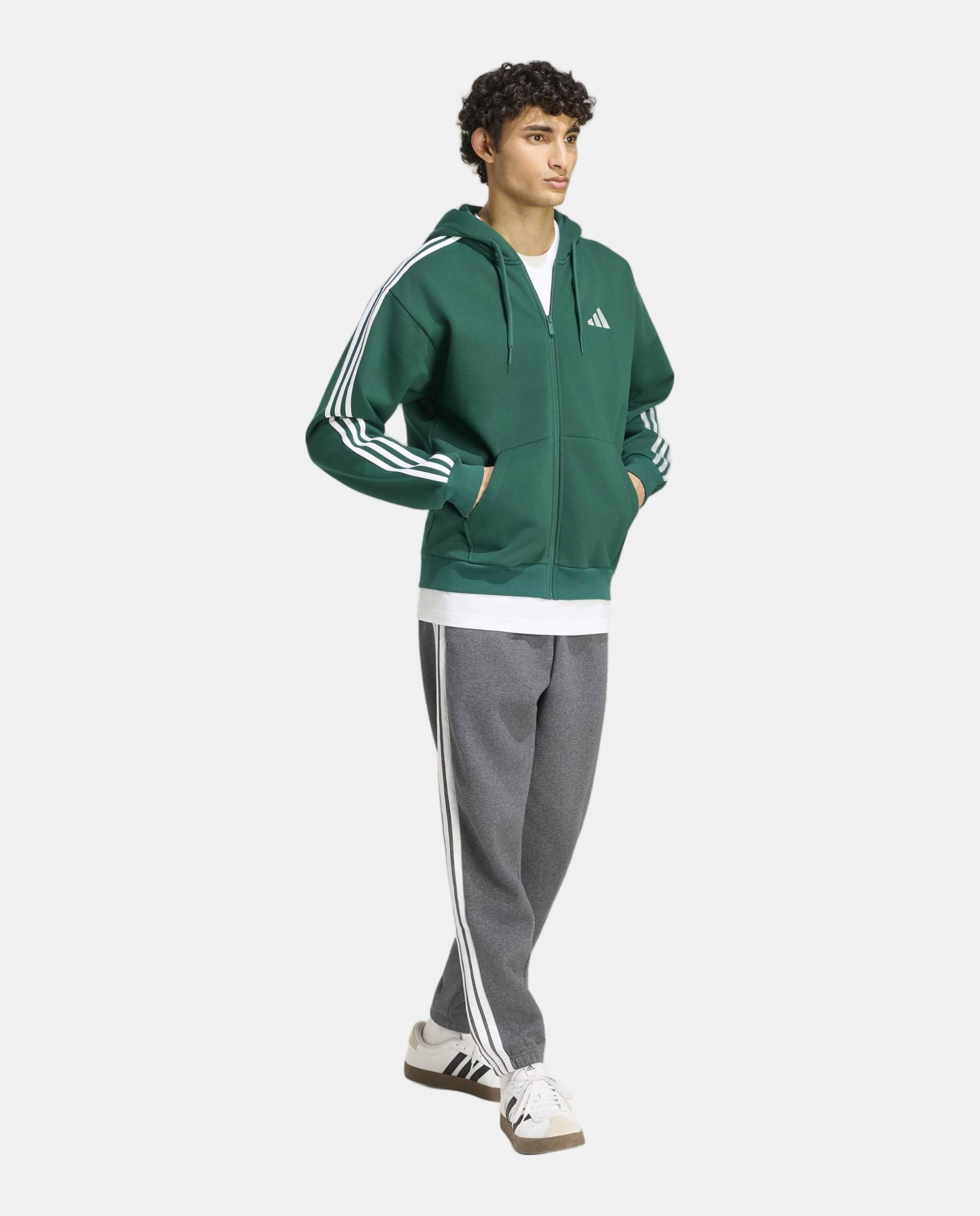 Sweatshirt de Homem Essentials 3-Stripes Fleece Adidas Verde-3