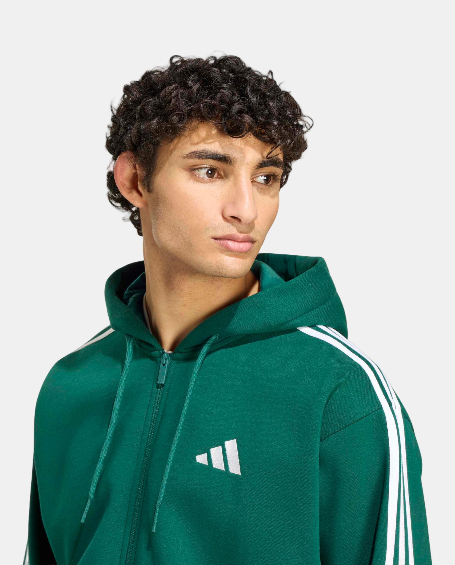 Sweatshirt de Homem Essentials 3-Stripes Fleece Adidas Verde-4