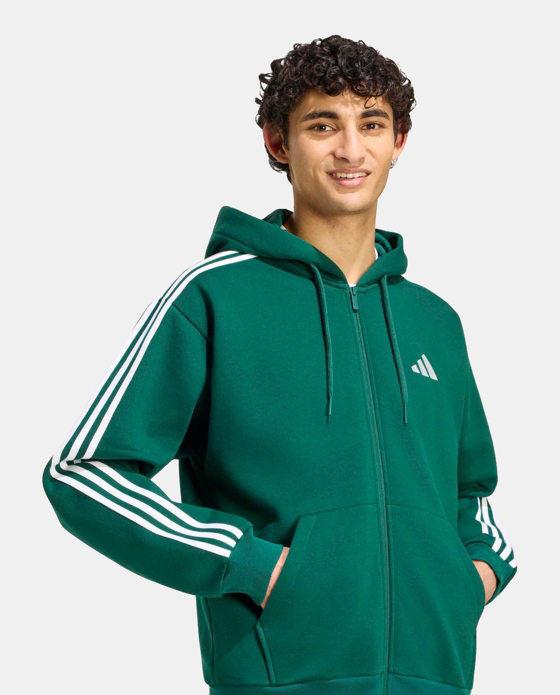 Sweatshirt de Homem Essentials 3-Stripes Fleece Adidas Verde-5