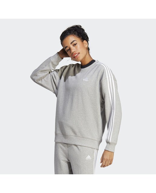 Sweatshirt de Mulher Essentials 3 Faixas Cinzento-1