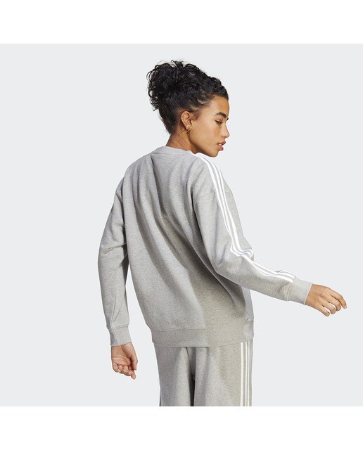 Sweatshirt de Mulher Essentials 3 Faixas Cinzento-2