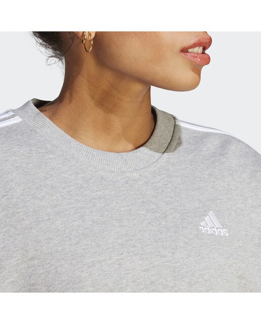 Sweatshirt de Mulher Essentials 3 Faixas Cinzento-4