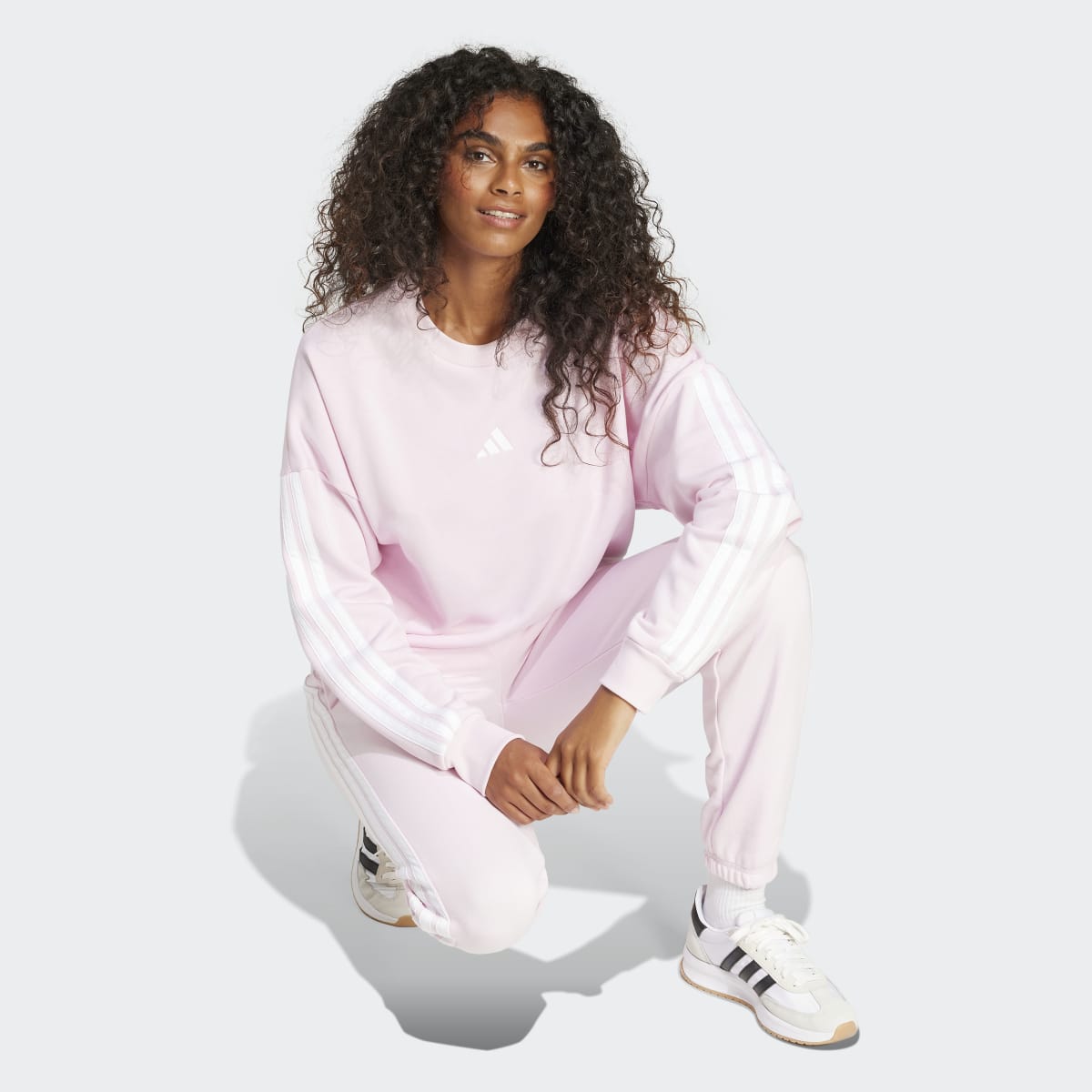 Sweatshirt de Mulher Essentials French Terry 3 Faixas Rosa-4