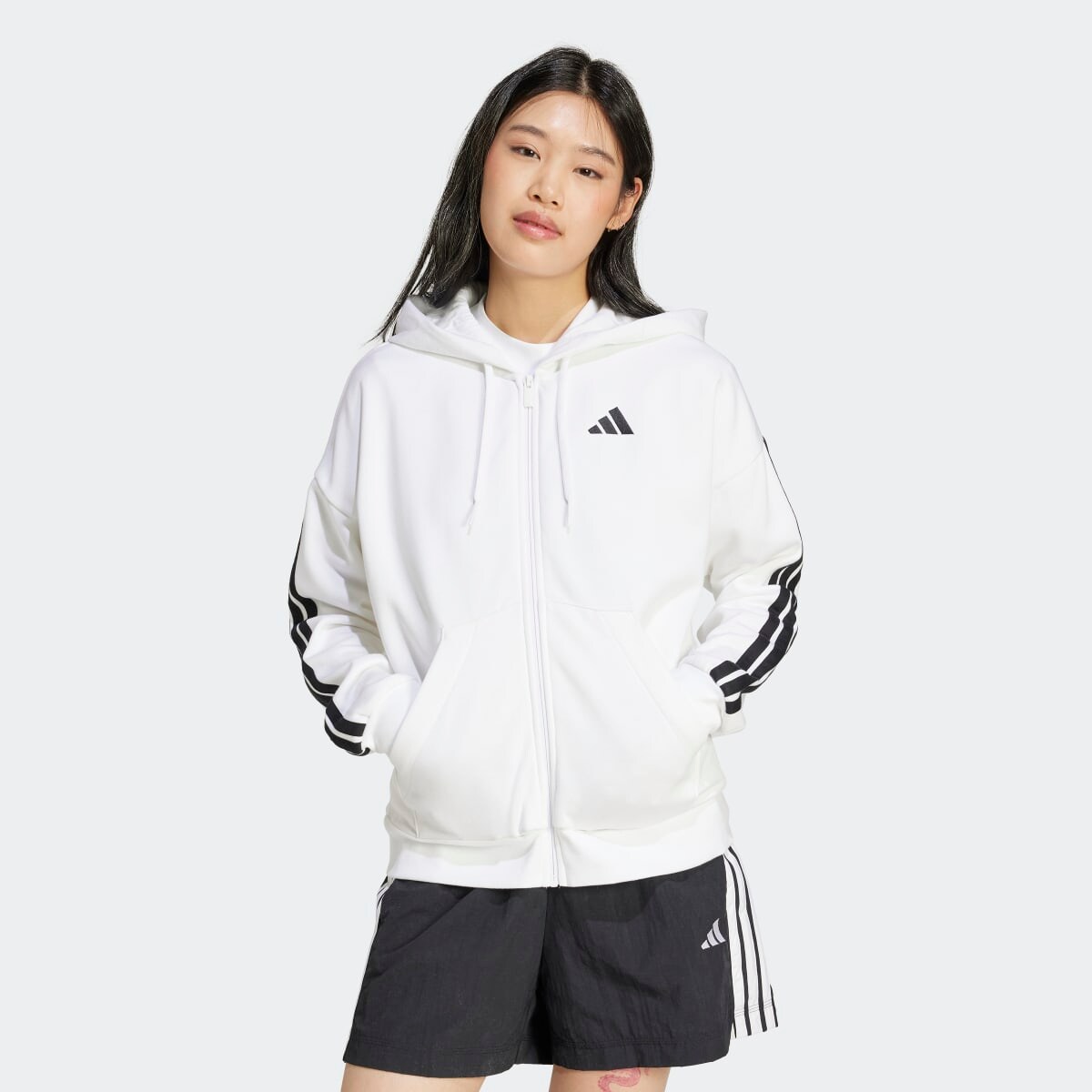 Chaqueta de mujer con capucha Essentials Fleece bandas Adidas