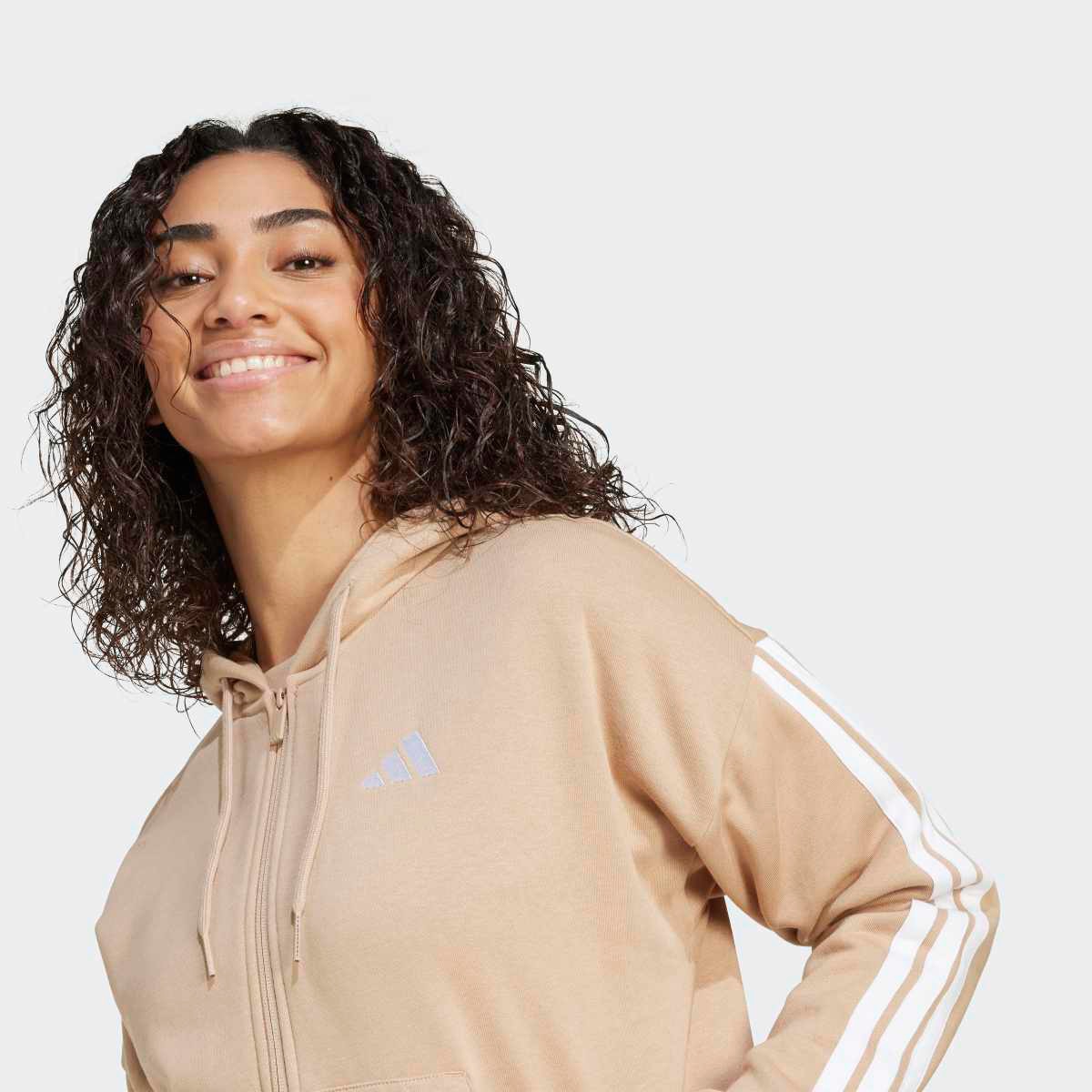 Sweatshirt de Mulher Essentials Fleece 3 Faixas Castanho-3