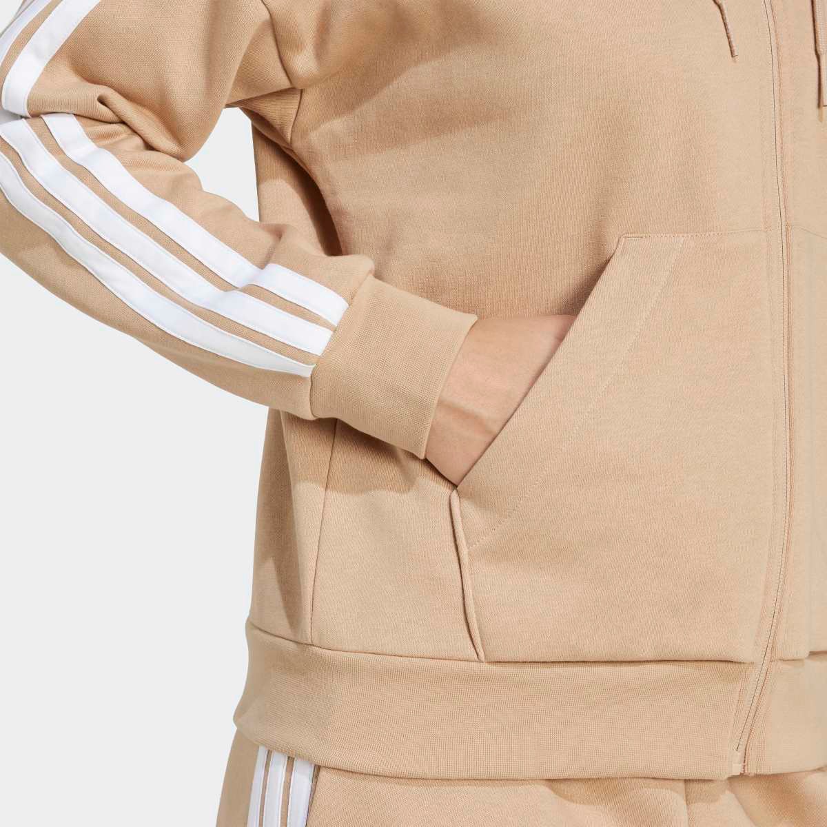 Sweatshirt de Mulher Essentials Fleece 3 Faixas Castanho-4