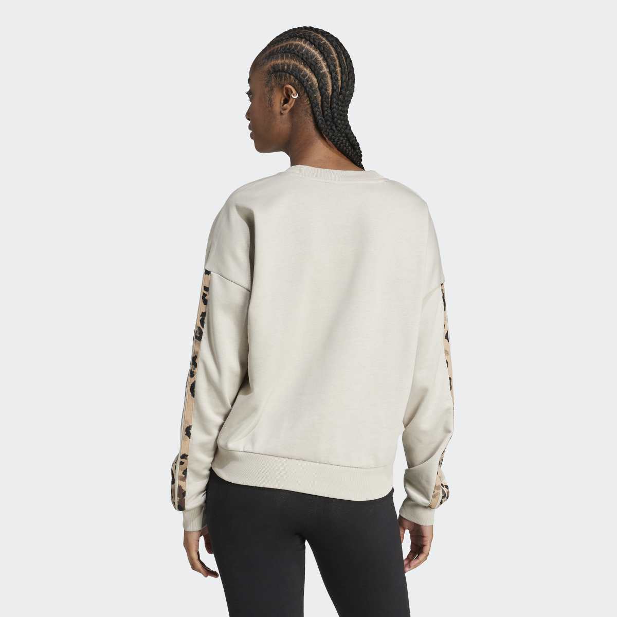 Sweatshirt de Mulher Animal Print 3 Faixas Bege-2