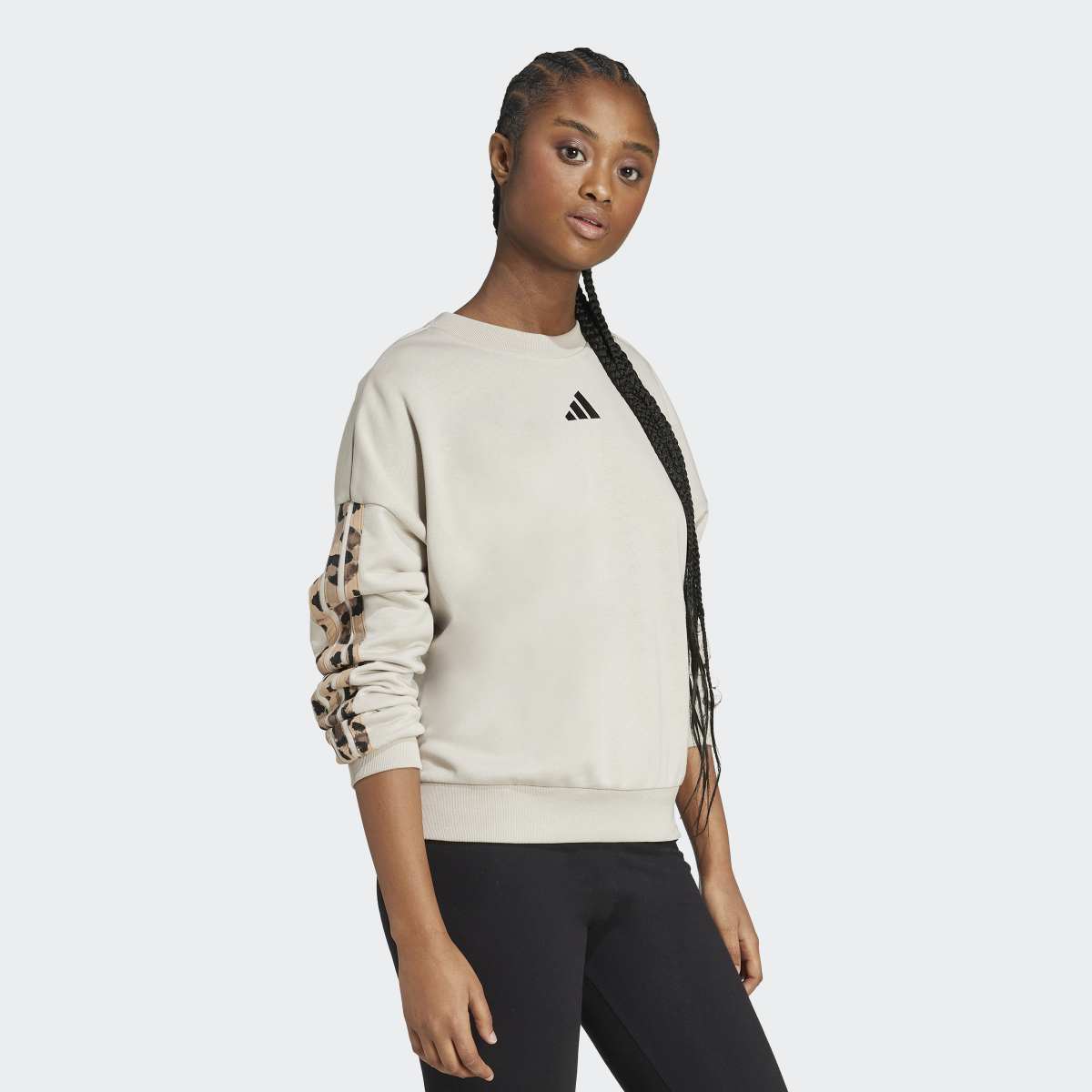 Sweatshirt de Mulher Animal Print 3 Faixas Bege-3