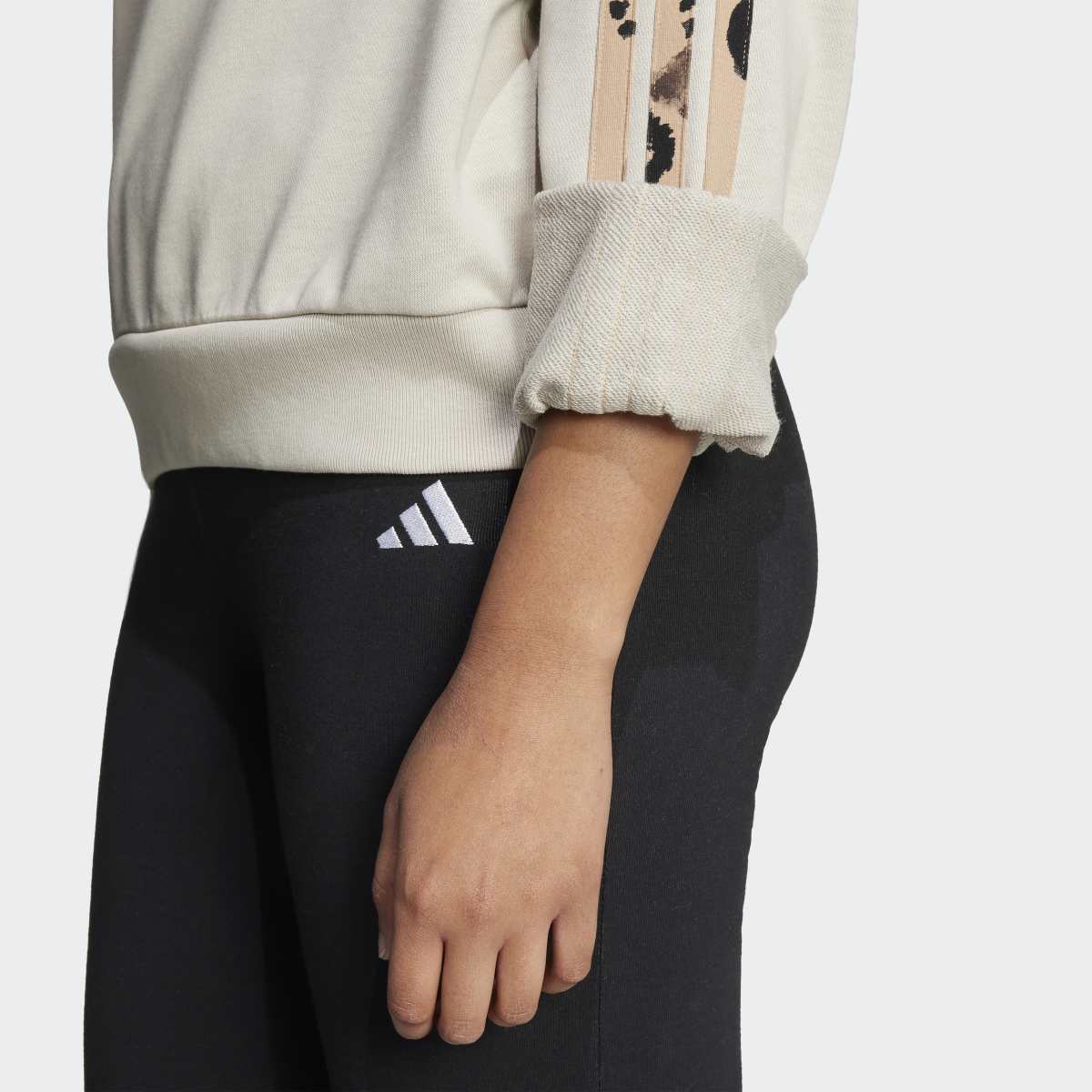 Sweatshirt de Mulher Animal Print 3 Faixas Bege-5