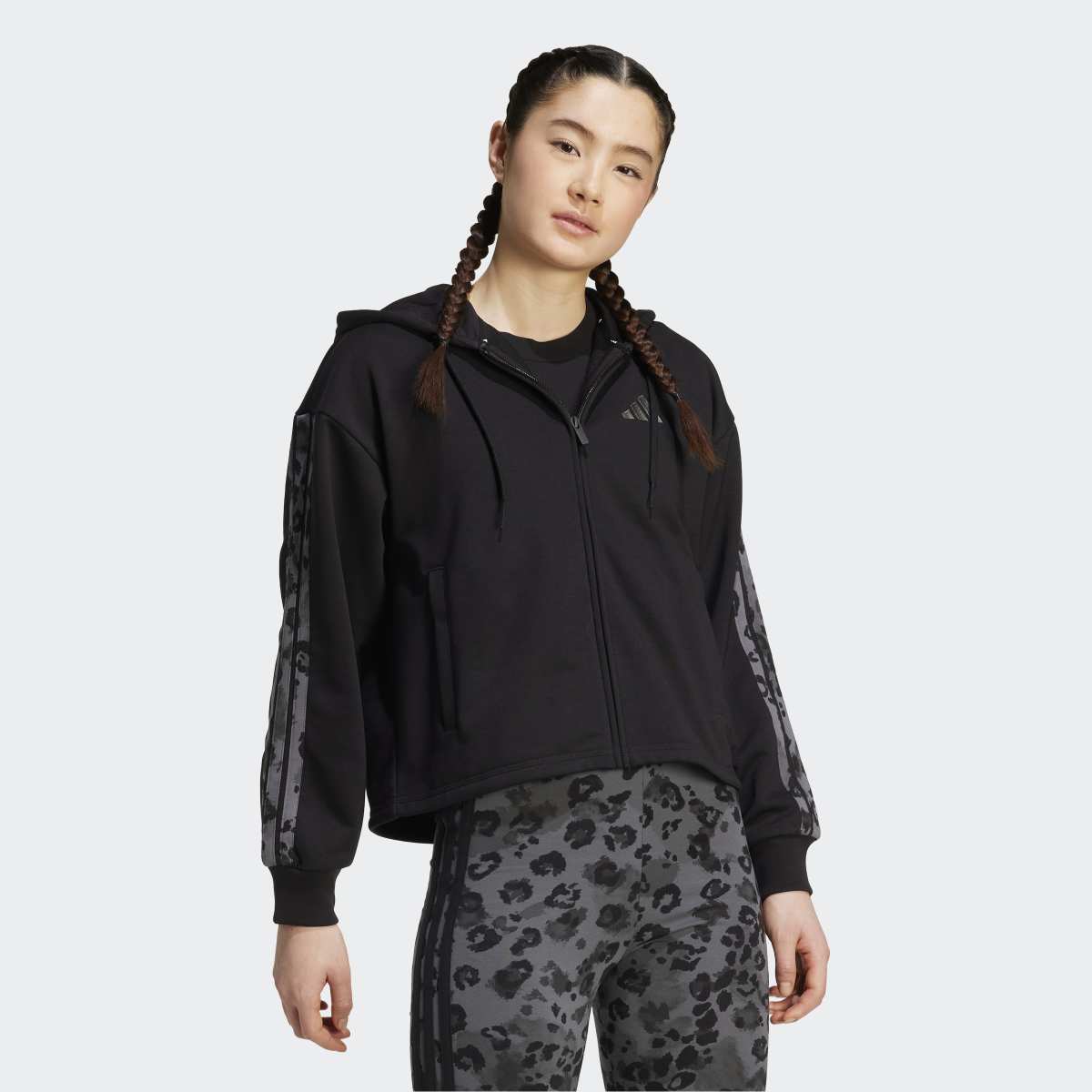 Sweatshirt de Mulher Animal Print 3 Faixas Preto-3