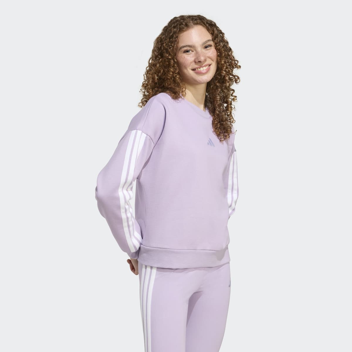 Sweatshirt de Mulher Essentials Fleece 3 Faixas Violeta-3