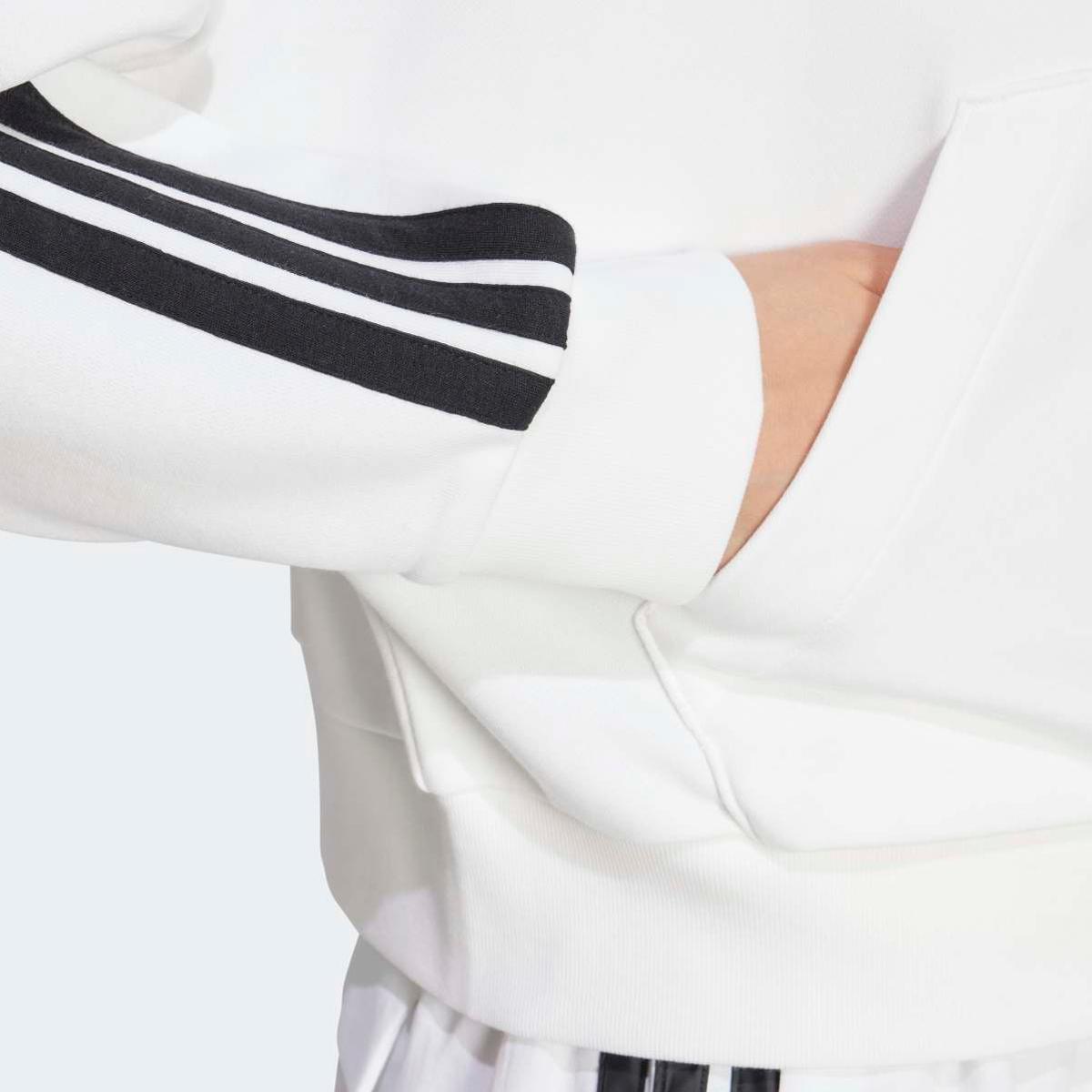 Sweatshirt de Mulher Essentials French Terry Quarter-Zip 3 Faixas Branco-5