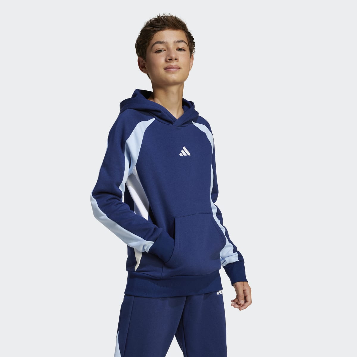 Sweatshirt de Criança com Capuz Seasonal Essentials Colorblock Fleece Azul-1