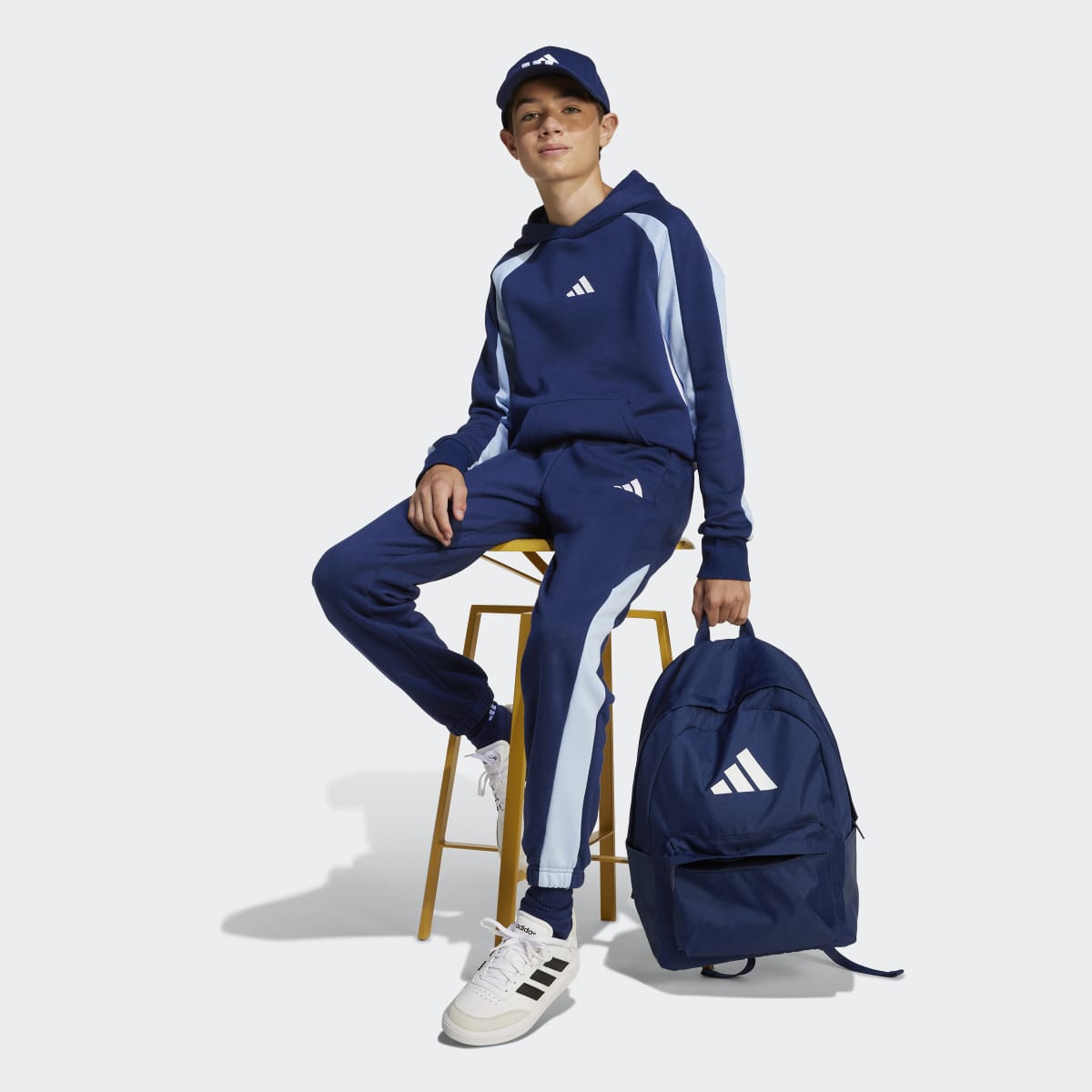 Sweatshirt de Criança com Capuz Seasonal Essentials Colorblock Fleece Azul-4