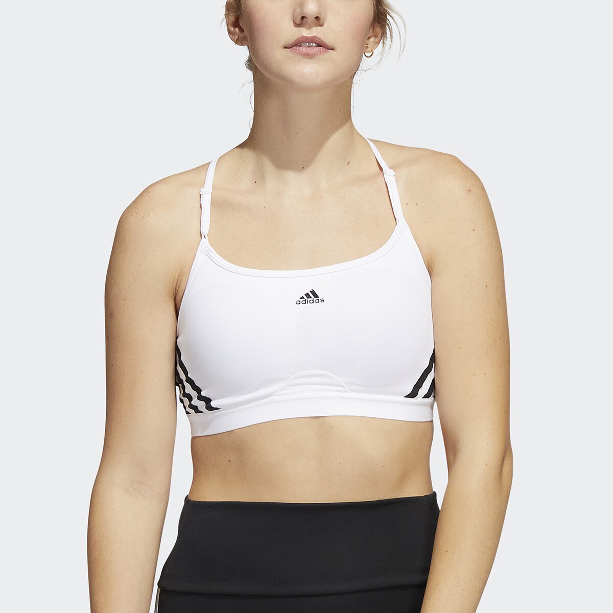 Top de Mulher Aeroreact Training Light-Support 3 Faixas Branco-1