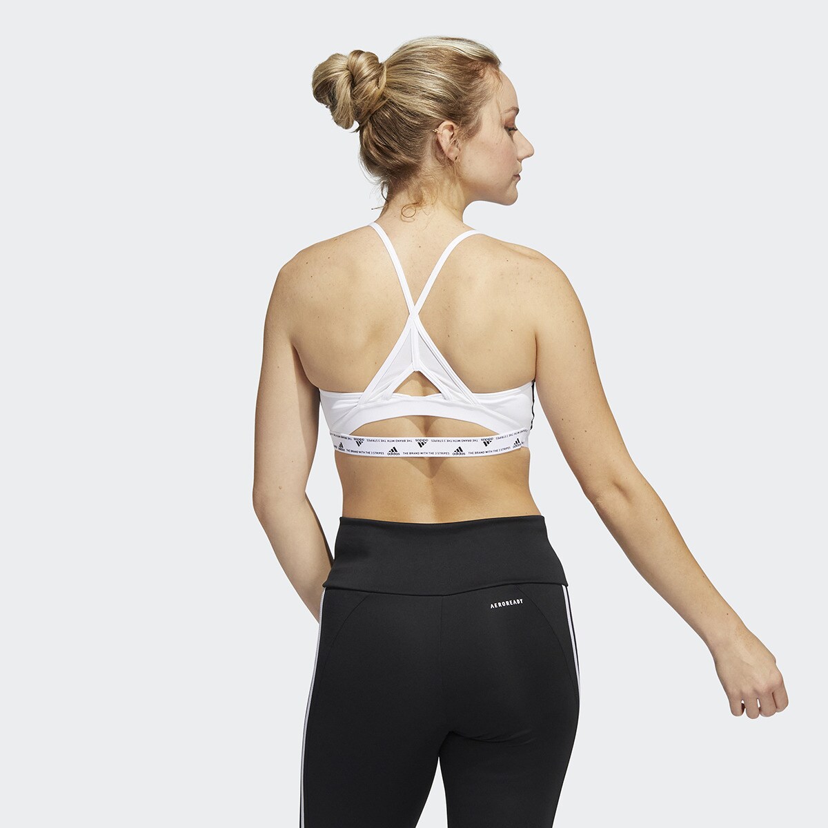 Top de Mulher Aeroreact Training Light-Support 3 Faixas Branco-2