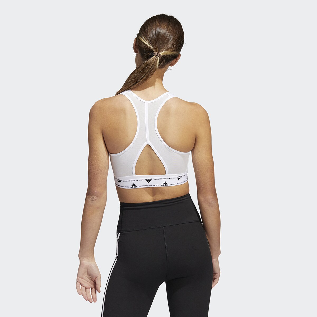 Top de Mulher Powerreact Training Medium-Support 3 Faixas Branco-2