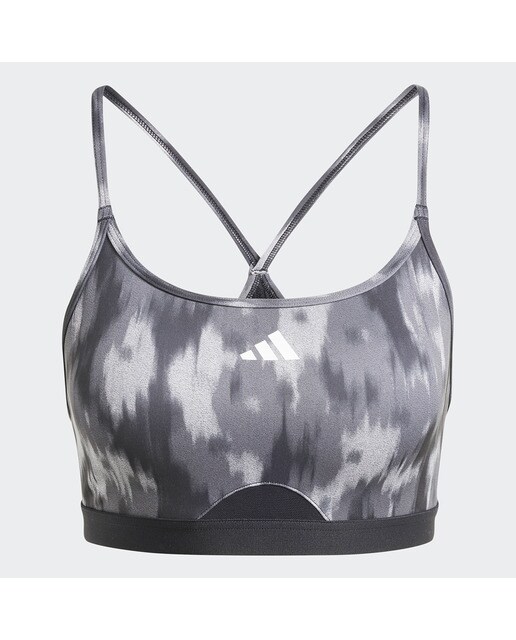 Top Desportivo de Mulher Aeroreact Training Essentials Light-Support Allover Print Flower Cinzento-4