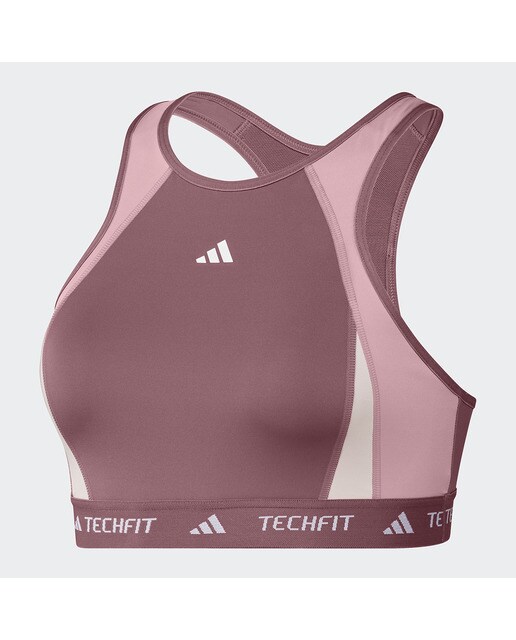 Soutien Desportivo de Mulher Techfit Medium-Support High-Neck Colorblock Rosa-1