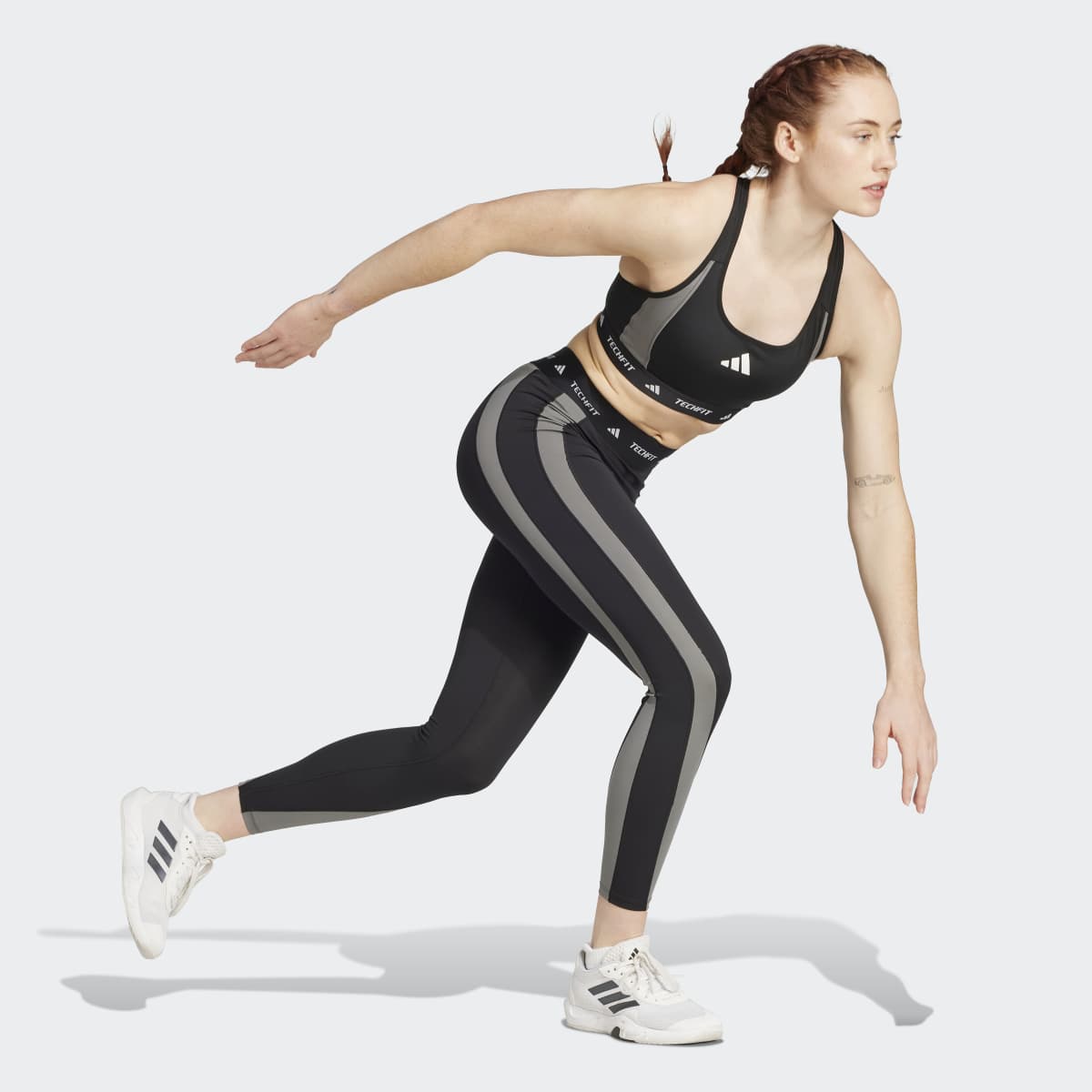 Top de Mulher Techfit Medium Support Colorblock Preto-5