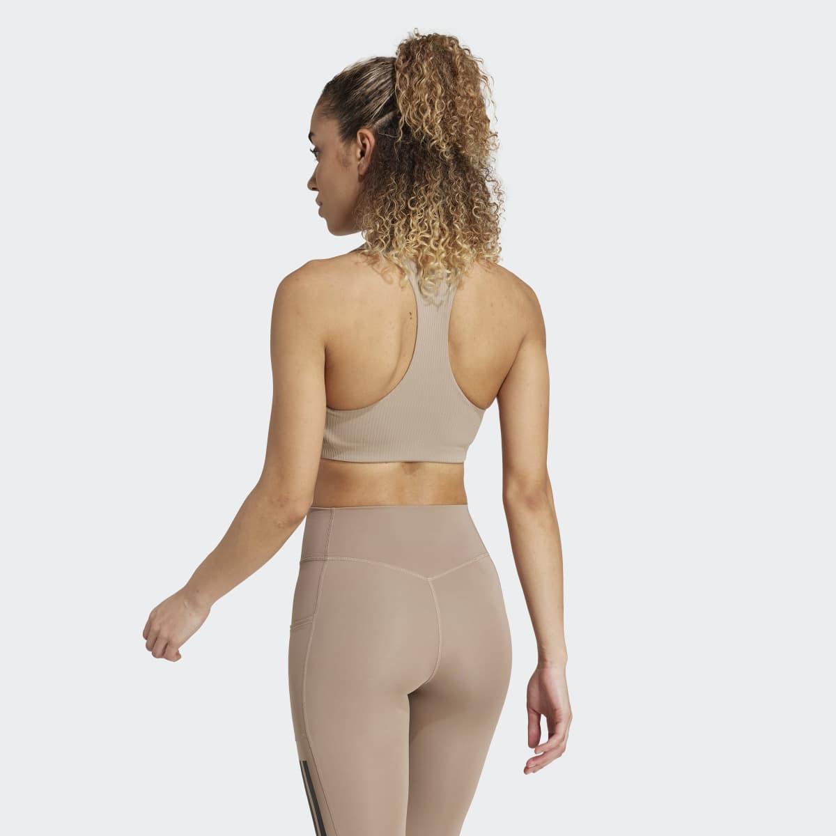 Top de Mulher Powerimpact Rib Medium Support Training Castanho-2