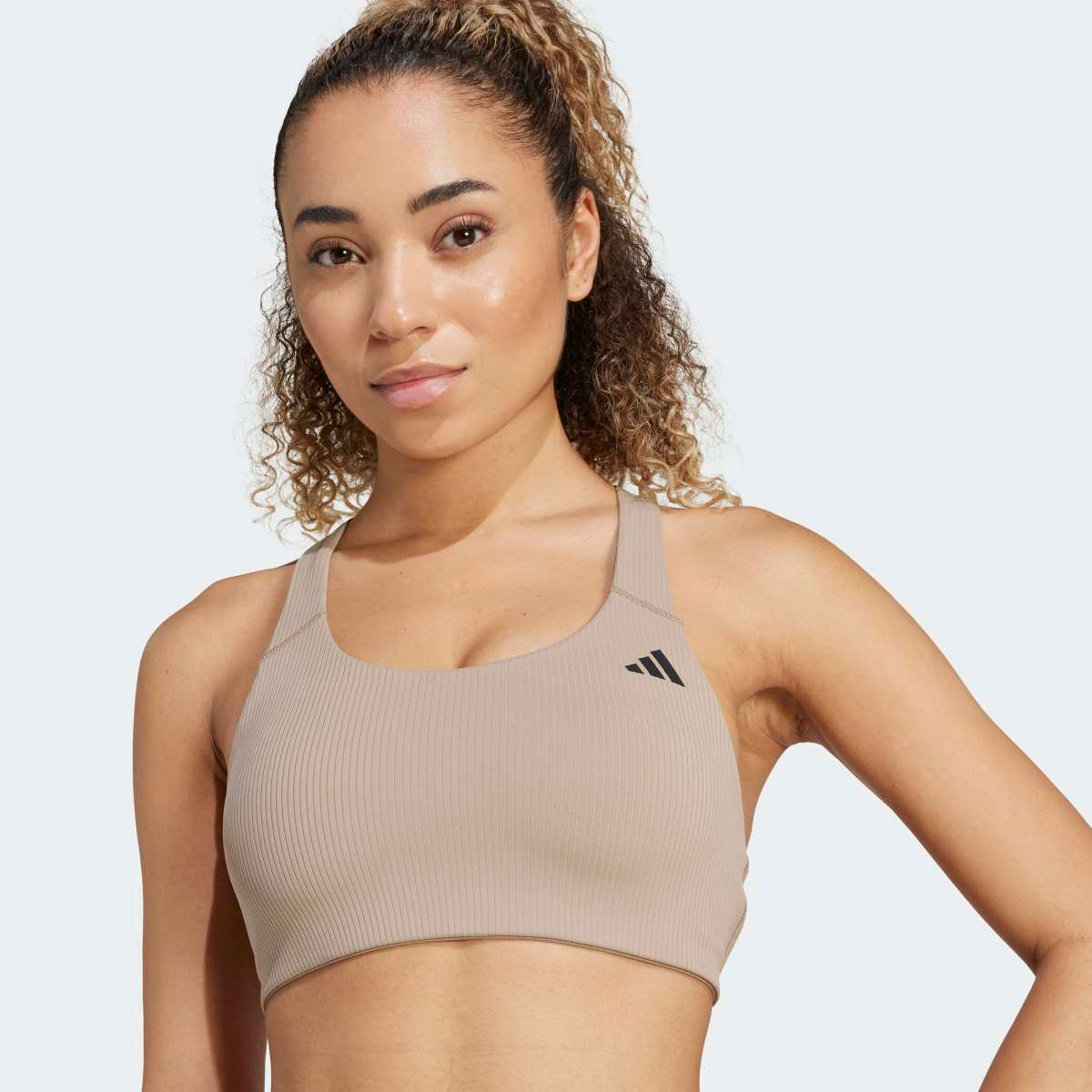 Top de Mulher Powerimpact Rib Medium Support Training Castanho-3