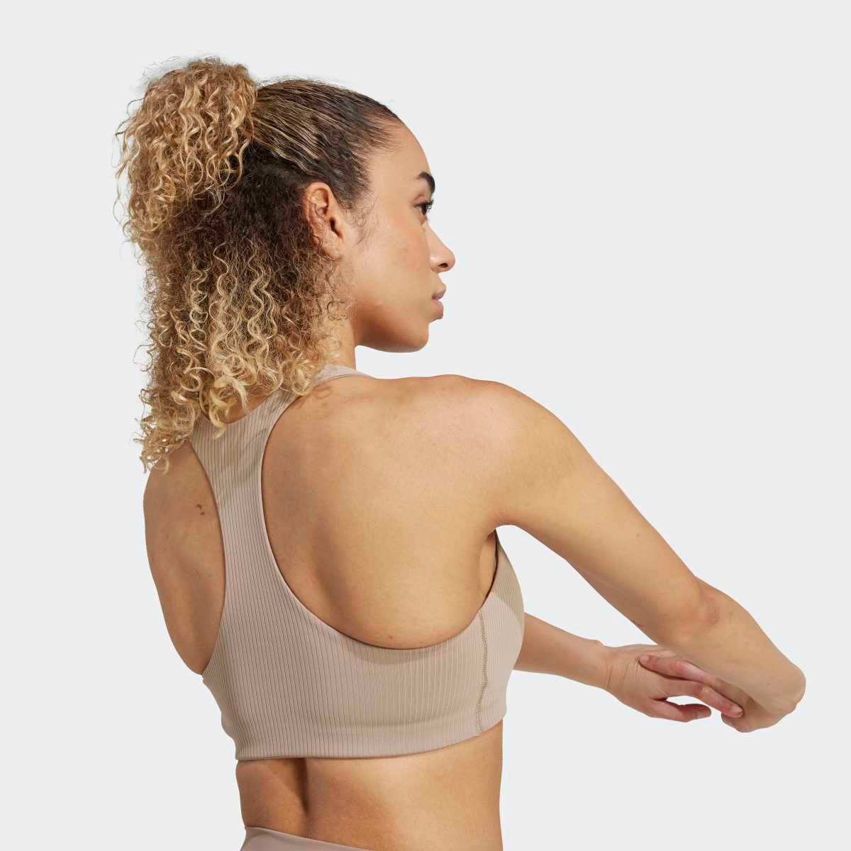 Top de Mulher Powerimpact Rib Medium Support Training Castanho-4