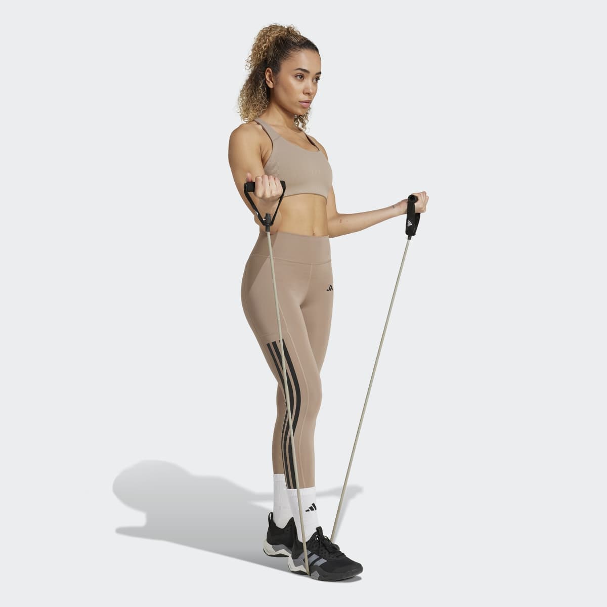 Top de Mulher Powerimpact Rib Medium Support Training Castanho-5