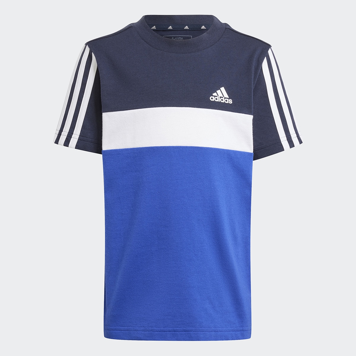T-shirt de Criança Tiberio Colorblock Cotton 3 Faixas Azul-1