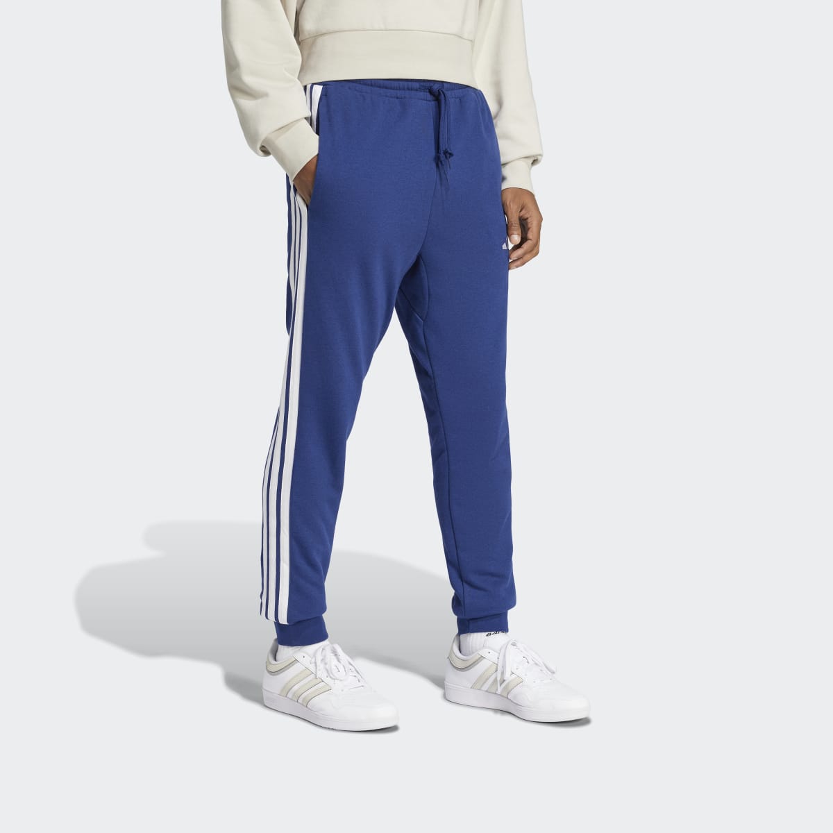 Calças de Homem Essentials French Terry 3 Faixas Azul-4