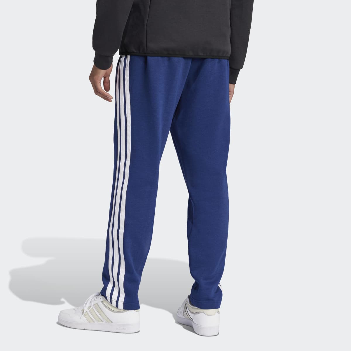 Calças de Homem Essentials 3-Stripes Open Hem Fleece Azul-escuro-2