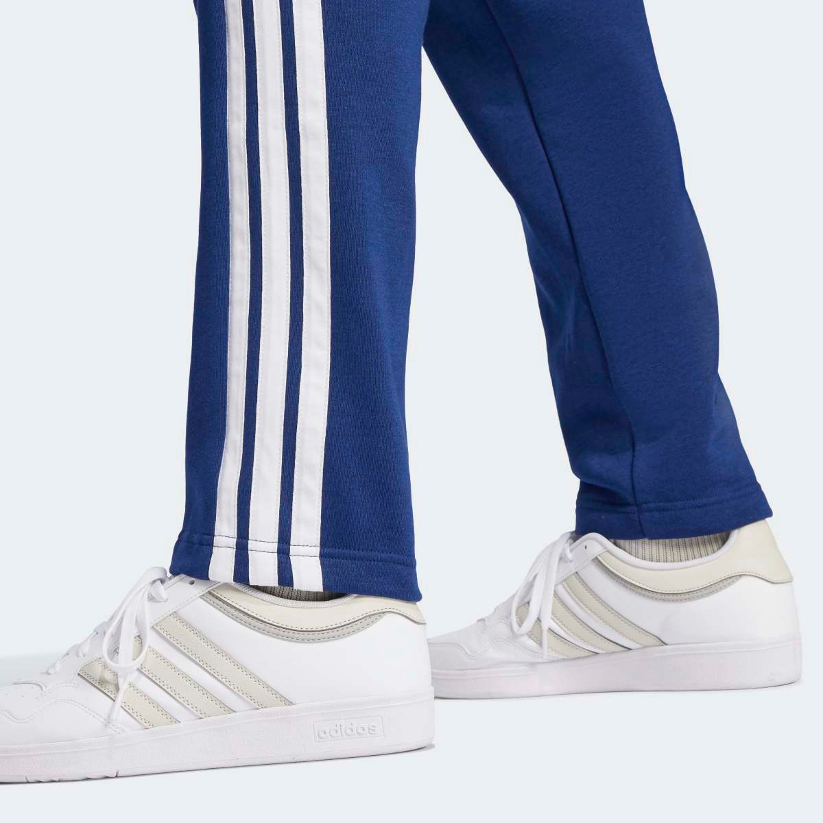 Calças de Homem Essentials 3-Stripes Open Hem Fleece Azul-escuro-4