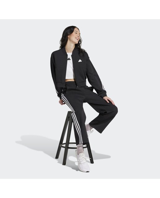 Calças de Mulher Future Icons Open Hem 3 Faixas Preto-5
