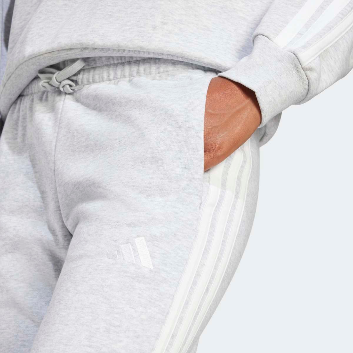 Calças de Mulher Essentials French Terry Cuffed 3 Faixas Cinzento-3