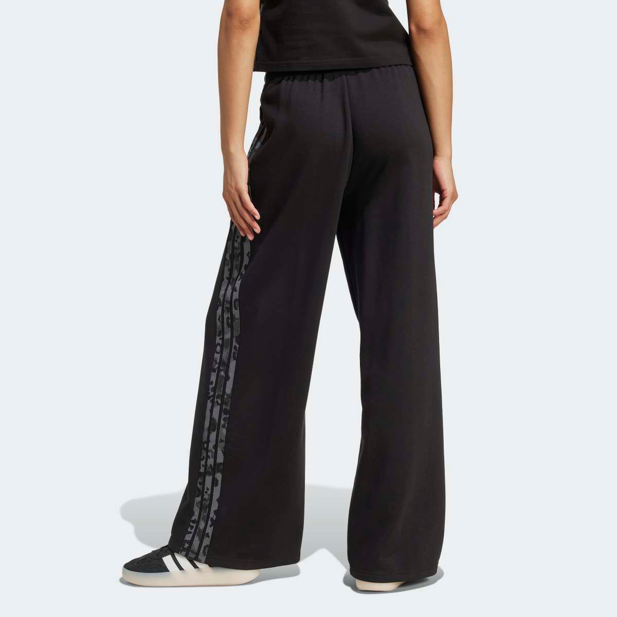 Calças de Mulher Animal Print 3-Stripes Open Hem Preto-2