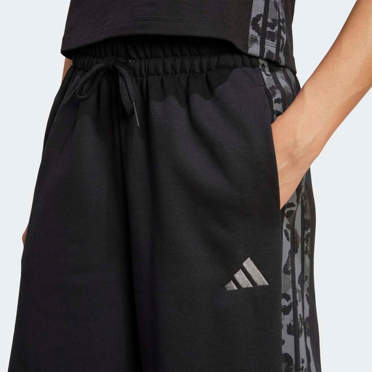 Calças de Mulher Animal Print 3-Stripes Open Hem Preto-3