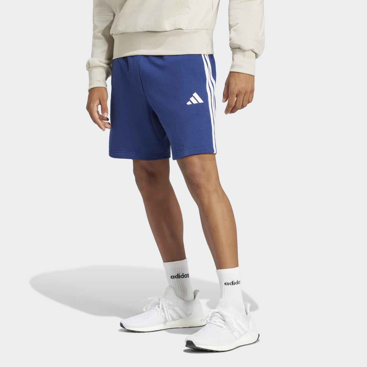 Calções de Homem Essentials French Terry 3 Faixas Azul-1