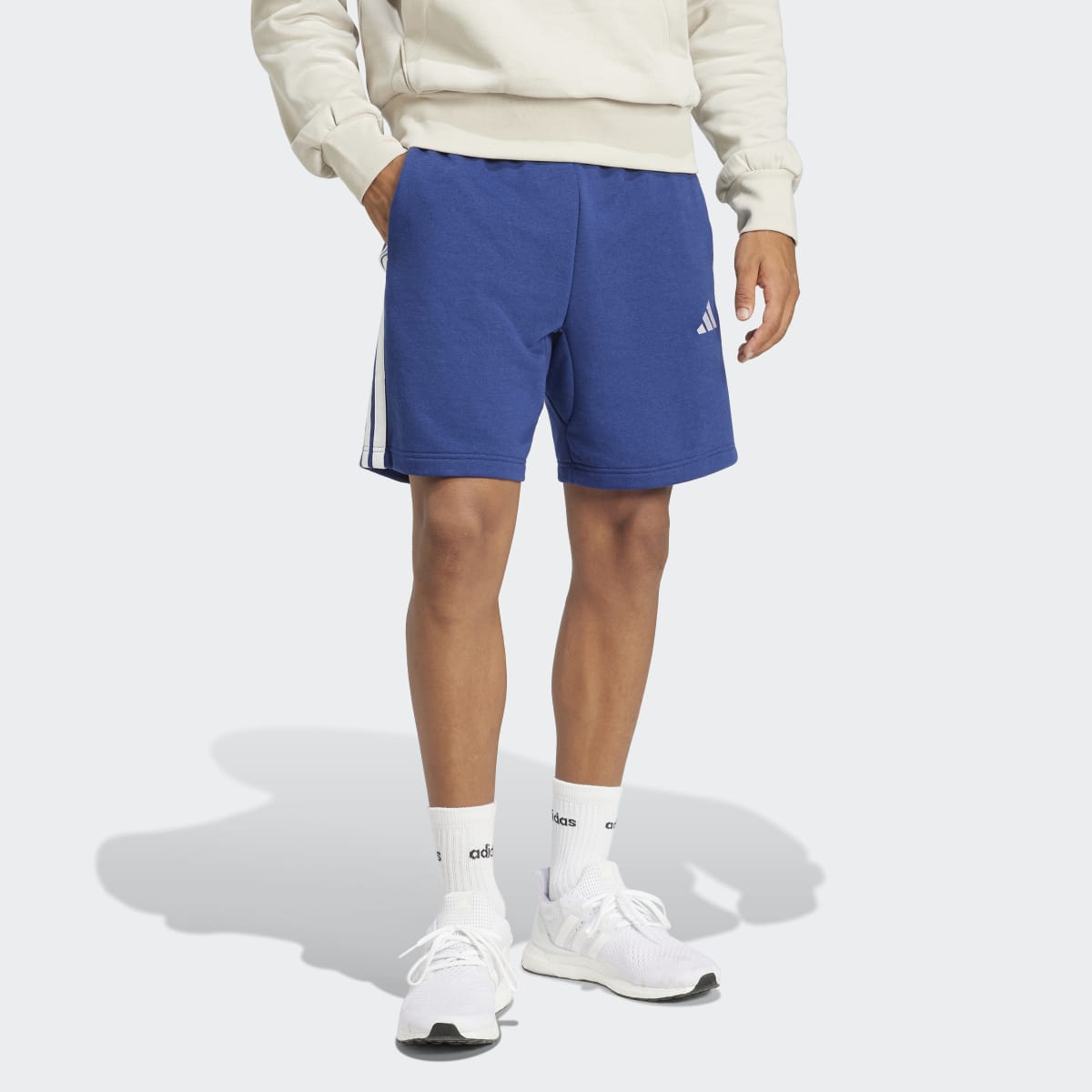 Calções de Homem Essentials French Terry 3 Faixas Azul-4