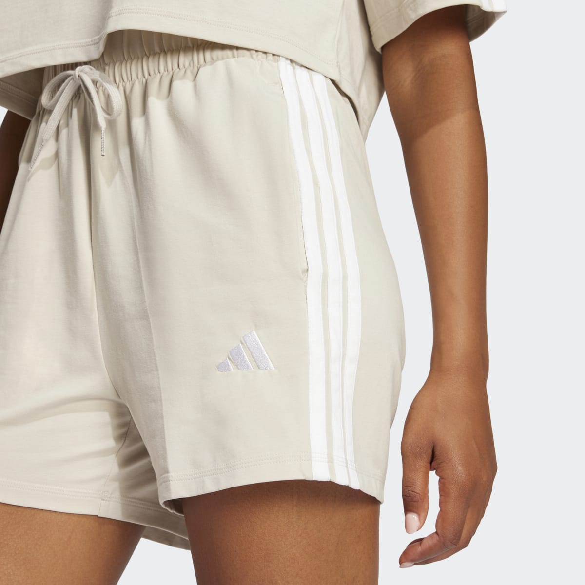 Calções de Mulher Essentials Cotton 3 Faixas Cinzento-3