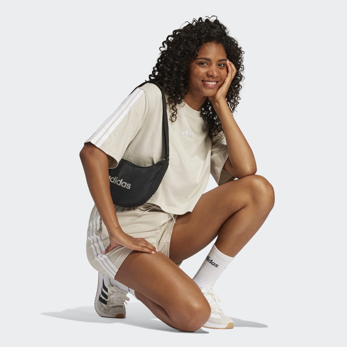 Calções de Mulher Essentials Cotton 3 Faixas Cinzento-4