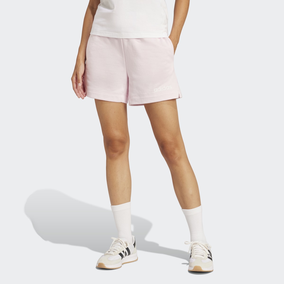 Calções de Mulher Essentials Linear French Terry Rosa-1