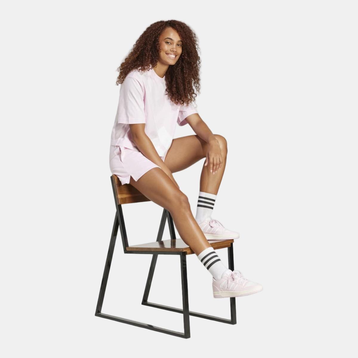 Calções de Mulher Essentials Small Logo Feel Cozy Rosa-3