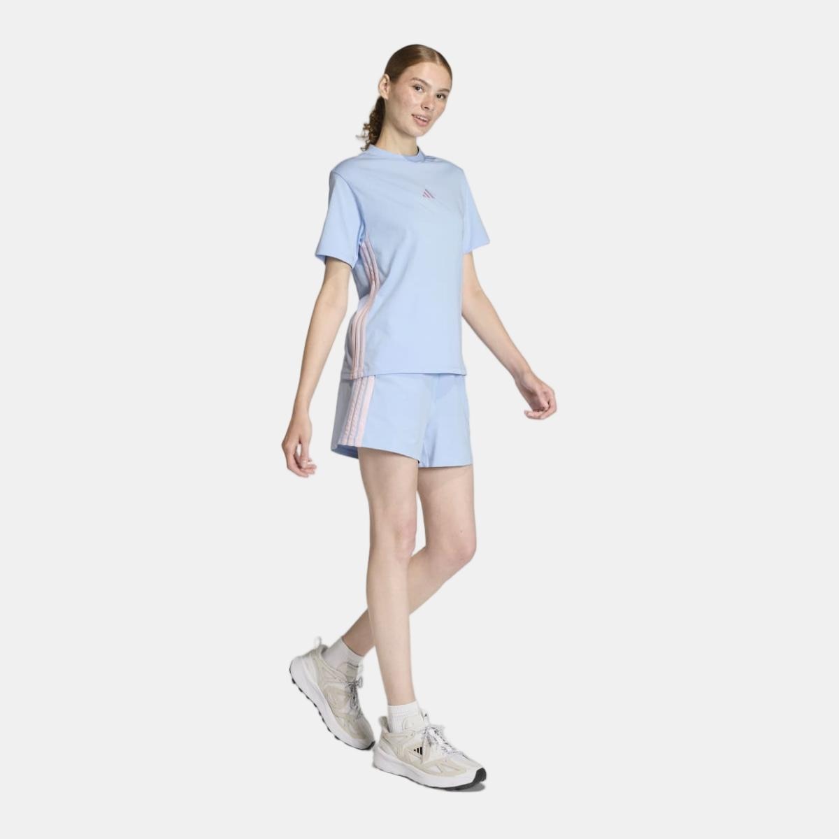 Calções de Mulher Essentials Cotton 3 Faixas Azul-3