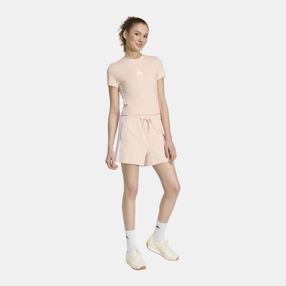 Calções de Mulher Essentials Cotton 3 Faixas Rosa-3