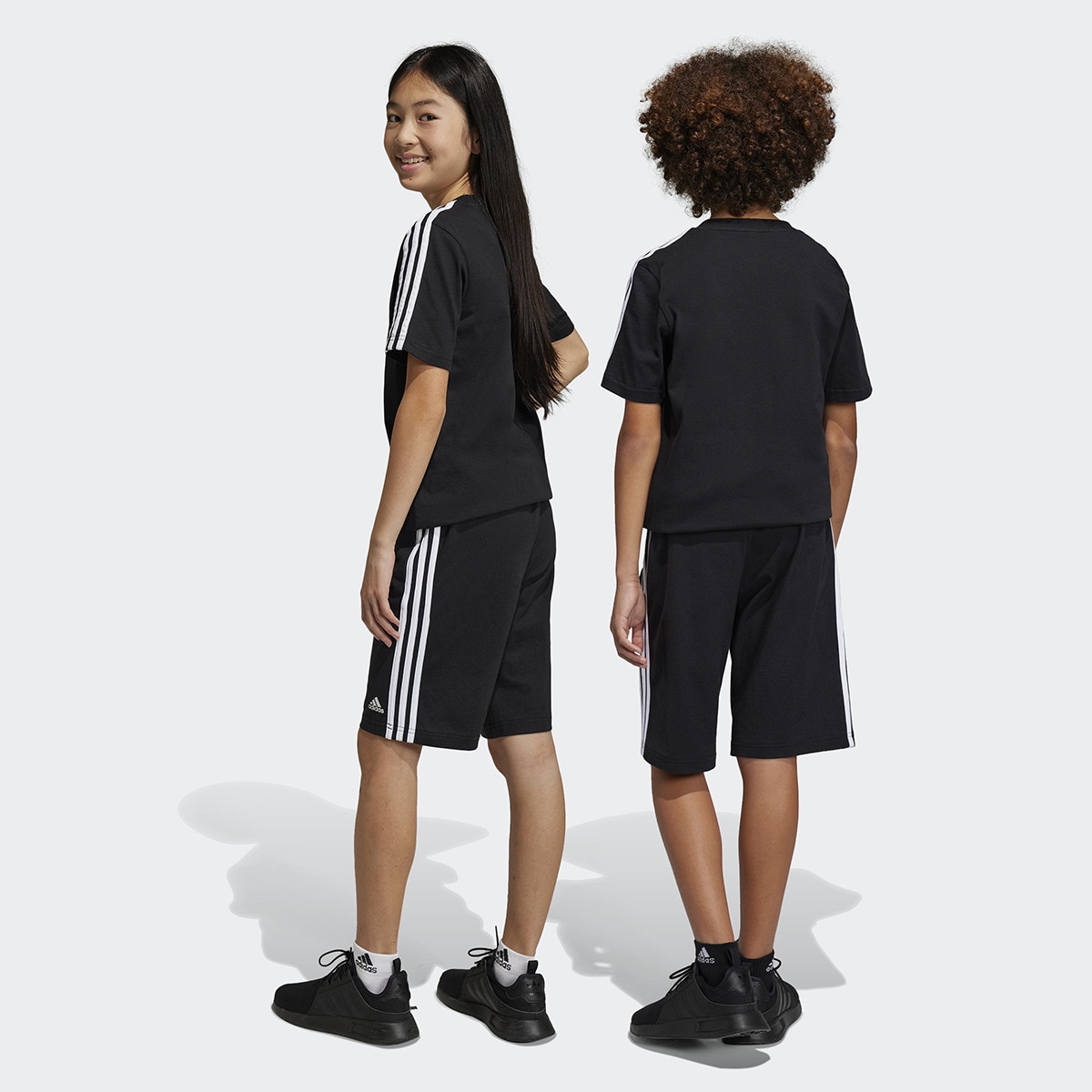 Calções de Criança Essentials 3-Stripes Knit Preto-2