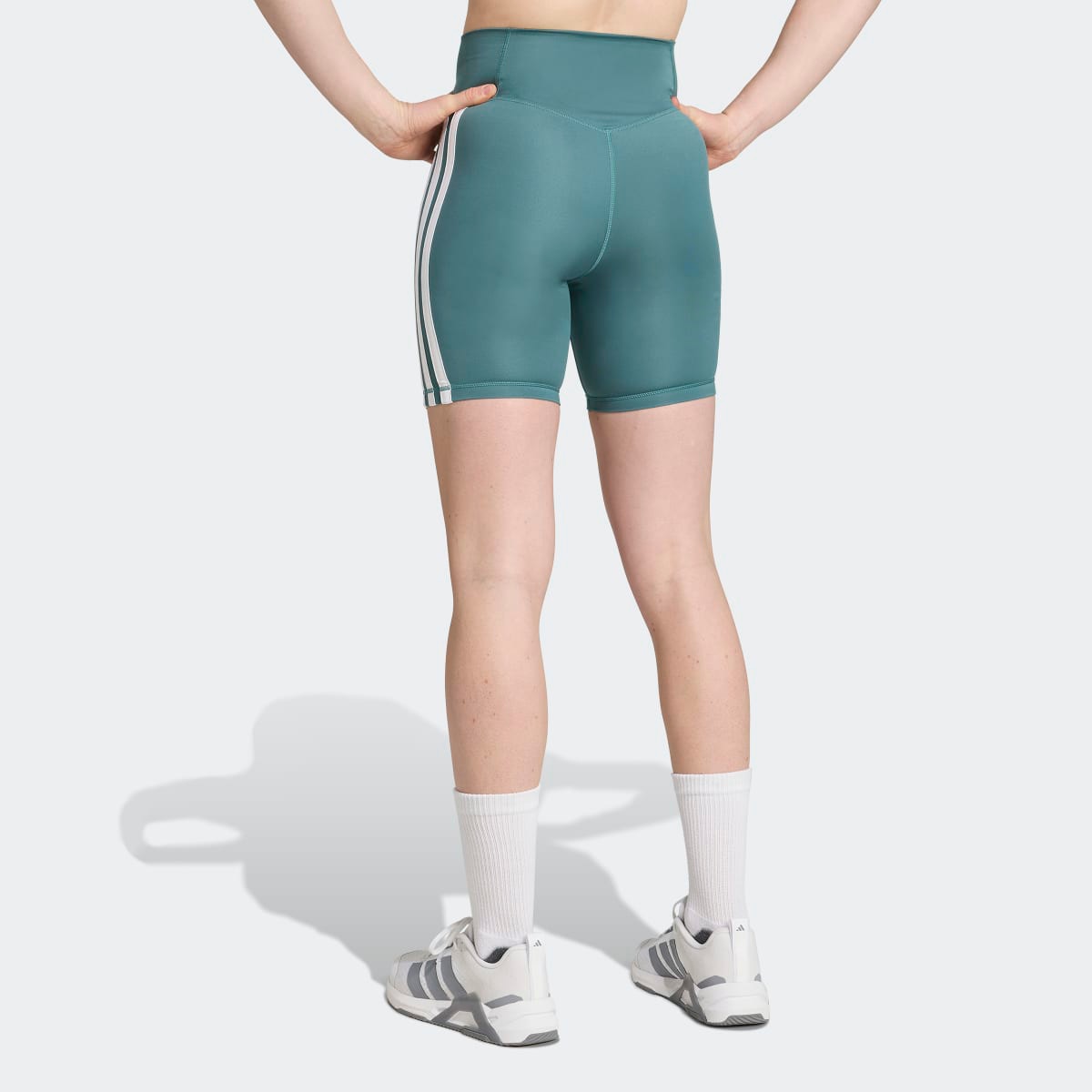 Leggings Tipo Calções de Mulher Optime Essentials 3 Faixas Verde-2