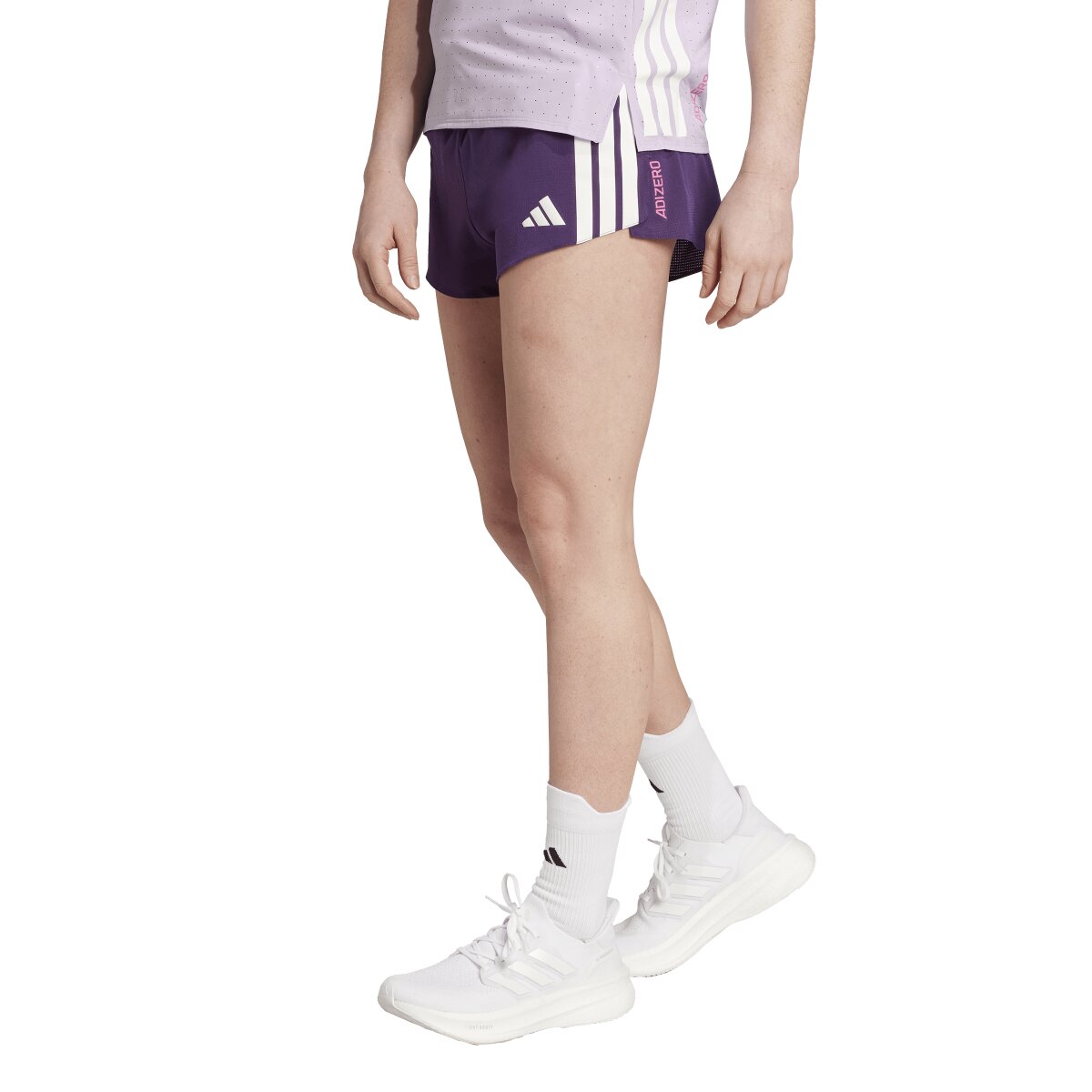 Pantalón corto de mujer Adizero Train For Races adidas - Violeta Violeta-1