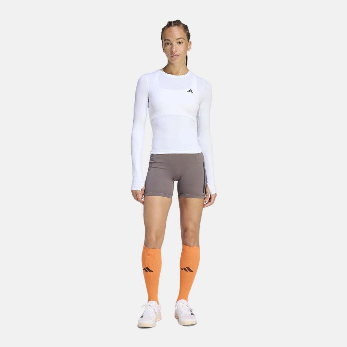 Leggings Tipo Calções de Mulher Optime 3 Stripes Castanho-4